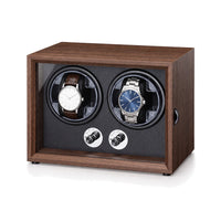Remontoir automatique pour 2 montres Atelier effet noyer, porte vitrée et deux molettes de réglage