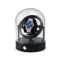 Remontoir automatique pour montre sous cloche Orbite, monture à anneaux noire et socle noir